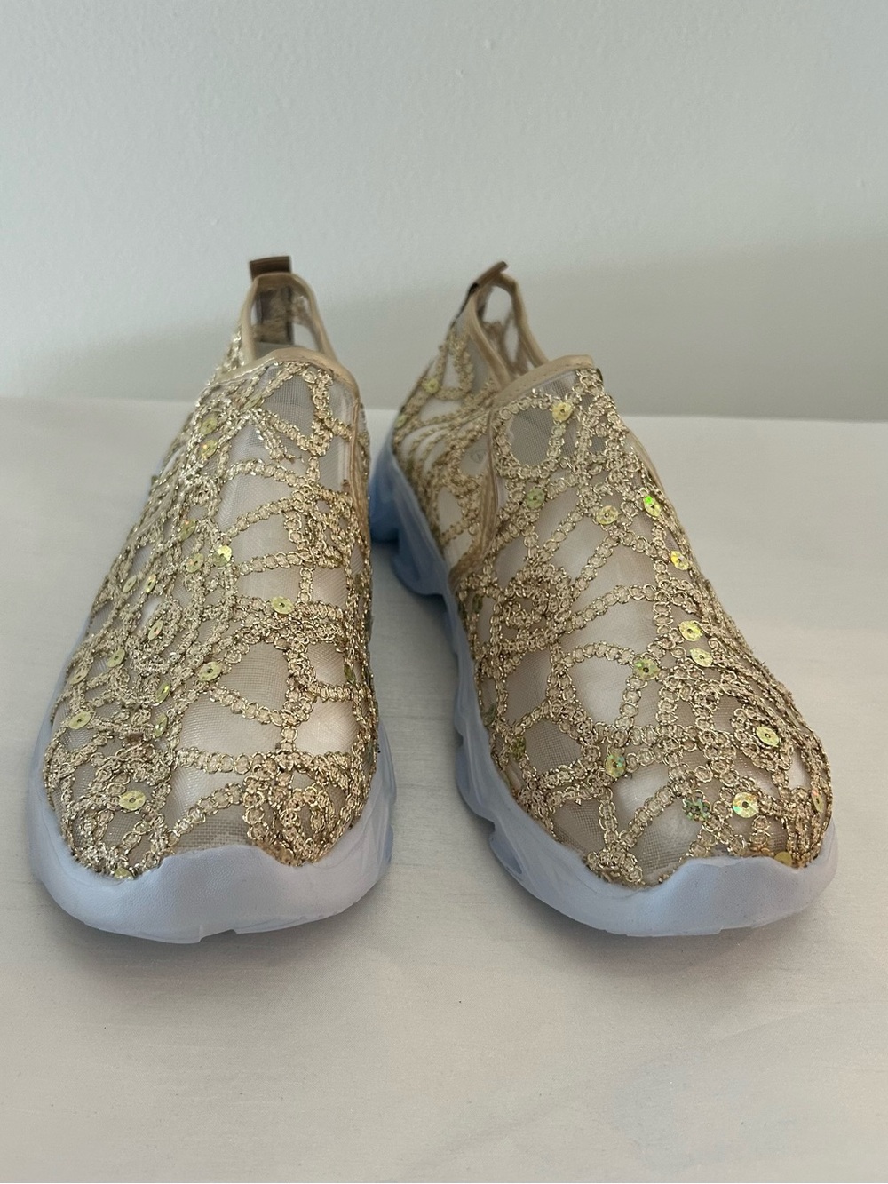 Gold Slip-On Embellished Women's Sneakers - Picture 3 of 7